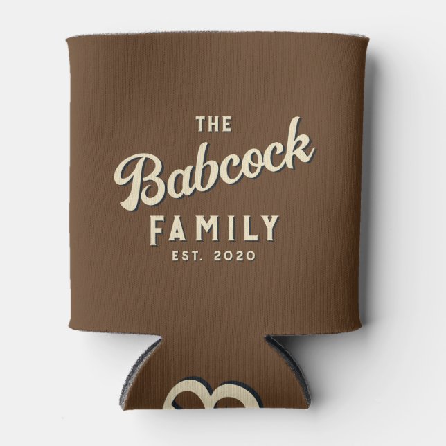 Rafraîchisseur Pour Canette Forest Brown Retro Family Name & Year (Devant)