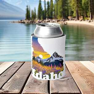 Rafraîchisseur Pour Canette Forme de l'Idaho avec montagne et fleurs sauvages