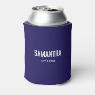 Rafraîchisseur Pour Canette Frais nom monogramme bleu foncé & blanc