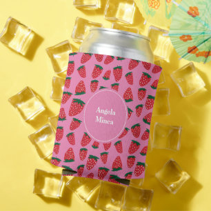 Rafraîchisseur Pour Canette Fraises d'été bio personnalisables rose