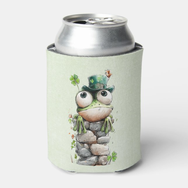 Rafraîchisseur Pour Canette Frog with Green Hat and Shamrock Cute (Can devant)