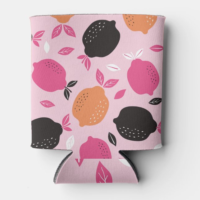 Rafraîchisseur Pour Canette Fruits d'agrumes, motif textile vintage. (Devant)