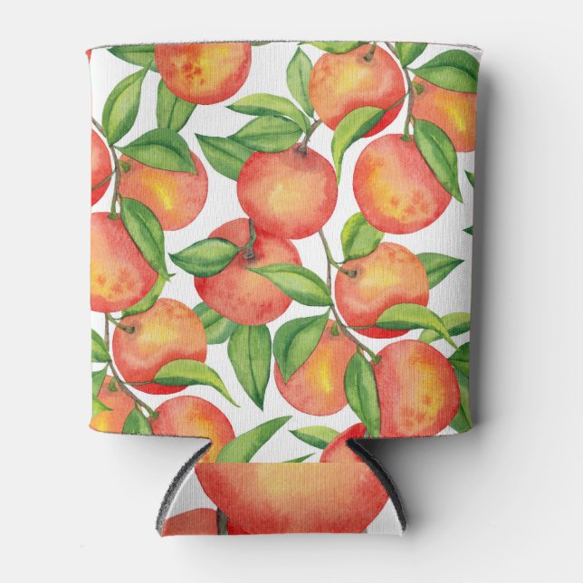 Rafraîchisseur Pour Canette Fruits mandarins : motif sans couture d'aquarelle. (Devant)