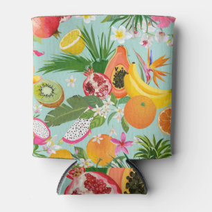Rafraîchisseur Pour Canette Fruits tropicaux, fleurs : arrière - plan vintage.