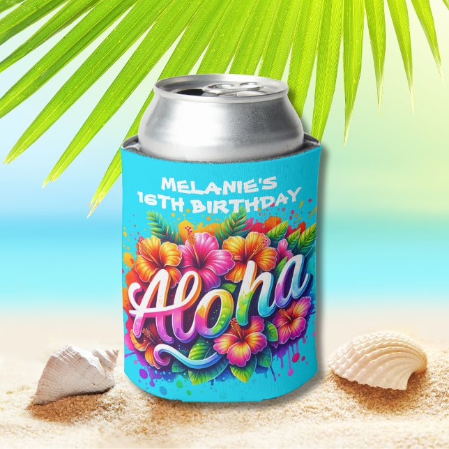 Rafraîchisseur Pour Canette Fun Aloha Tropical Anniversaire (Créateur téléchargé)