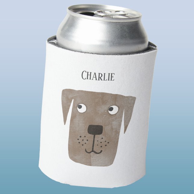 Rafraîchisseur Pour Canette Fun Chocolat Labrador Retriever Chien Personnalisé (Chocolate Labrador Retriever dog fun personalized custom name can cooler)