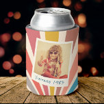 Rafraîchisseur Pour Canette Fun Retro Custom 2 Photo Anniversaire Vintage<br><div class="desc">Le Fun Retro Custom 2 Photo Anniversaire Vintage les années 70 sunburst disco peut refroidir est l'accessoire parfait pour quiconque cherche à ajouter une touche de flair vintage à leur prochaine fête ou réunion. Cette boîte de nuit peut se refroidir grâce à un design coloré de sunburst disco inspiré des...</div>