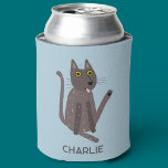 Rafraîchisseur Pour Canette Funny Cat Humor Personalized<br><div class="desc">A funny cat washing.  Or maybe he's just doing yoga? Kiss him at your own risk!  Raise a smile from any animal lover. Change or delete the name to customize.</div>