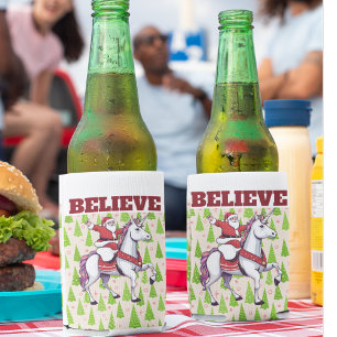 Rafraîchisseur Pour Canette Funny Christmas Believe Père Noël Unicorn Festive