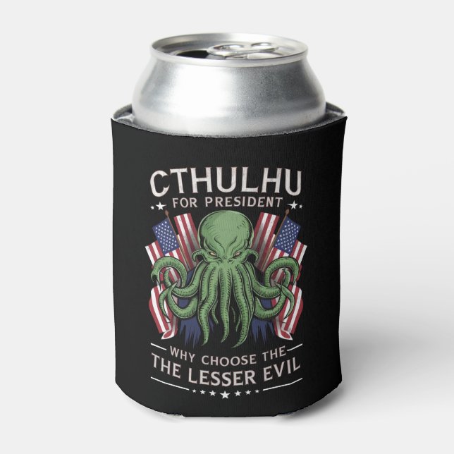 Rafraîchisseur Pour Canette Funny Elections 2024 Cthulhu pour le président (Can devant)