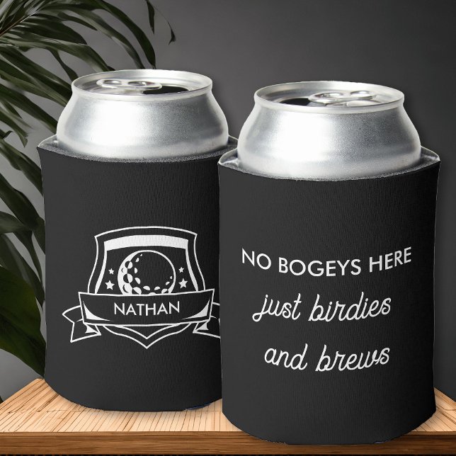 Rafraîchisseur Pour Canette Funny Golf Bogey Birdies and Brews Personnalisé (Personalized can cooler with funny golf slogan and simple modern, typography design.)
