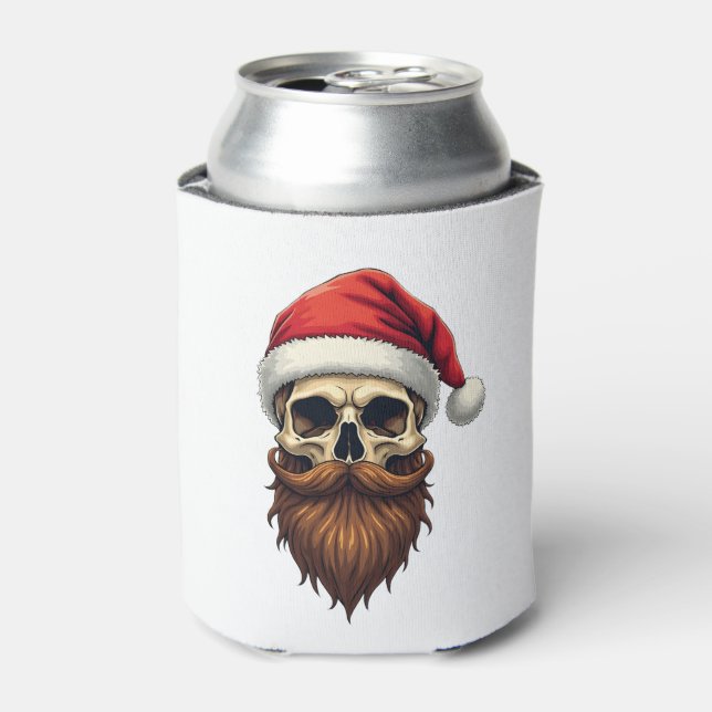 Rafraîchisseur Pour Canette Funny Hipster Santa Skull Face With Hat Beard Chri (Can devant)