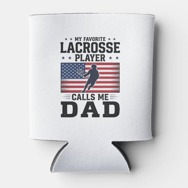 Rafraîchisseur Pour Canette Funny Lacrosse Dad American Flag Vintage Shirt Des (Devant)