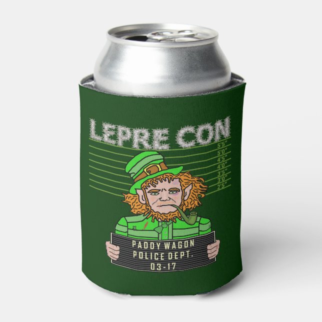 Rafraîchisseur Pour Canette Funny Leprechaun Leprecon Mugshot St Patrick's Day (Can devant)