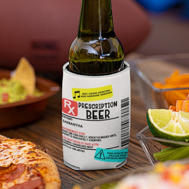 Rafraîchisseur Pour Canette Funny Prescription Bière Avertissement Étiquette P (Créateur téléchargé)