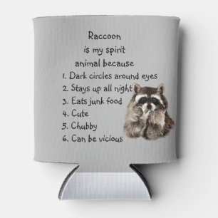 Rafraîchisseur Pour Canette Funny Raccoon Spirit Animal Humour Cute Aquarelle