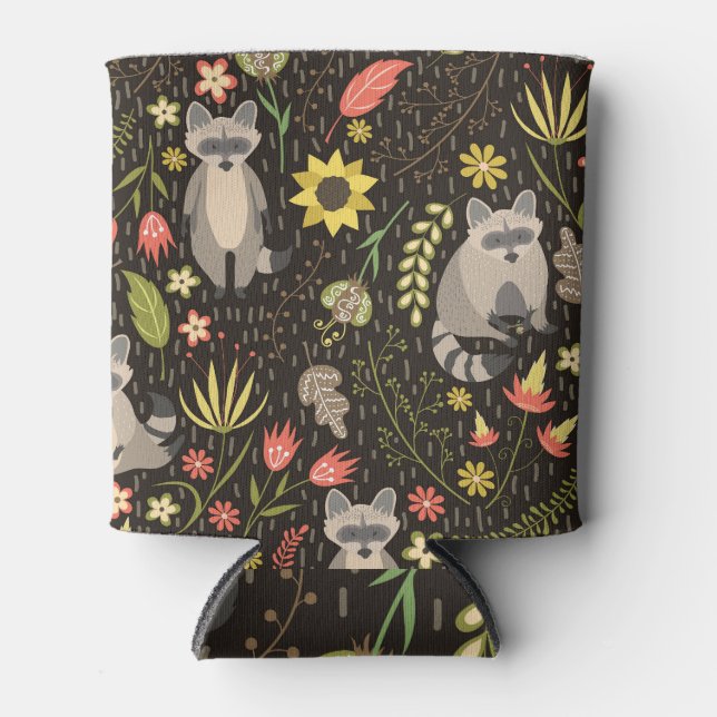 Rafraîchisseur Pour Canette Funny Raccoons Vintage Illustration Motif (Devant)