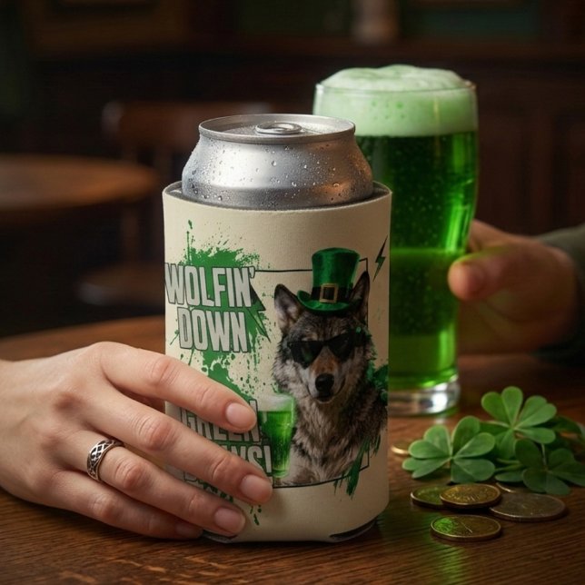Rafraîchisseur Pour Canette Funny St. Patrick's Day Wolf Can Cooler (Créateur téléchargé)