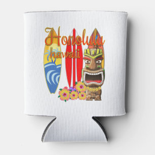 Rafraîchisseur Pour Canette Funny Tiki Honolulu Hawaii Surf