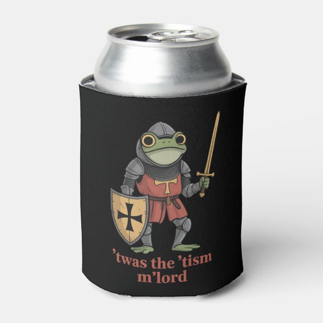 Rafraîchisseur Pour Canette Funny T'was The 'Tism M'Lord Medieval Knight Frog  (Can devant)