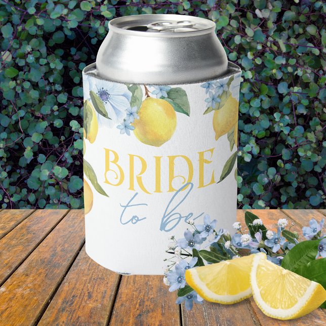 Rafraîchisseur Pour Canette Futur Marié, Main Squeeze Citron & Fleur (Bride to Be Can Cooler for Lemon Bridal Showers or Engagement Parties)
