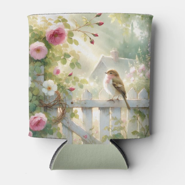 Rafraîchisseur Pour Canette Garden Rose Bird Watercolor Scene (Devant)