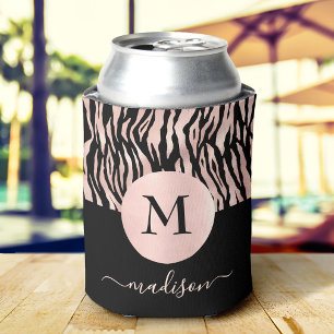 Rafraîchisseur Pour Canette Glam Rose Gold Imprimé Animal sur Monogramme Noir 