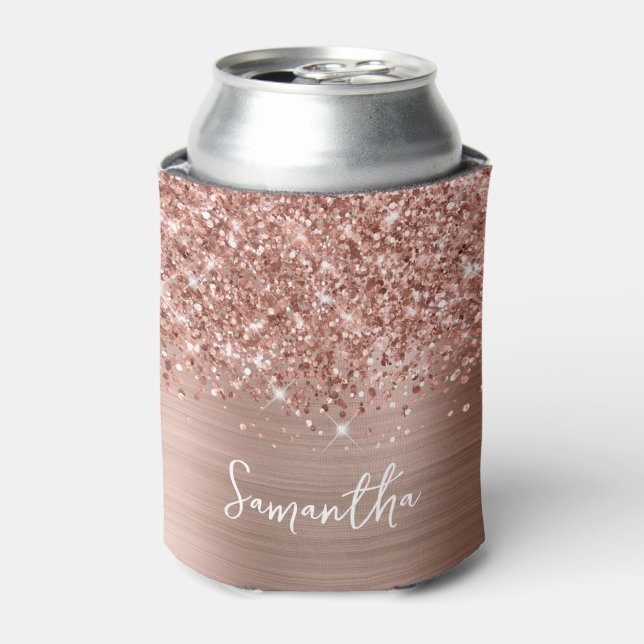 Rafraîchisseur Pour Canette Glitter Rose Gold Glam Nom du script (Can devant)