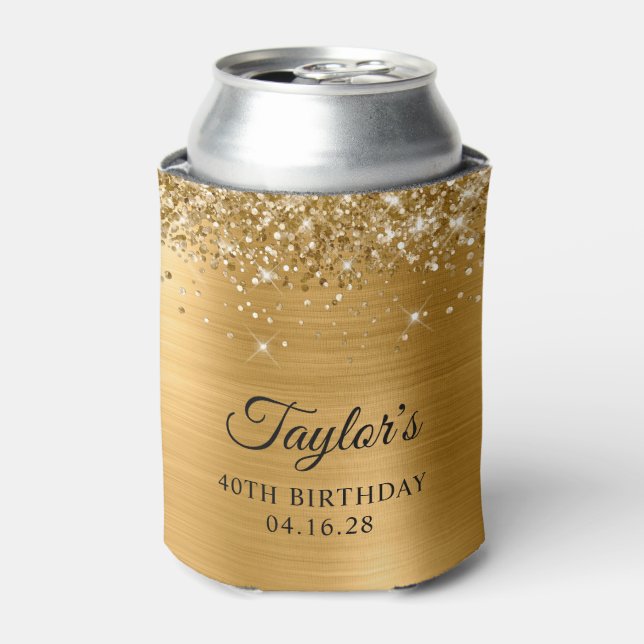 Rafraîchisseur Pour Canette Glittery Gold Foil 40e anniversaire (Can devant)