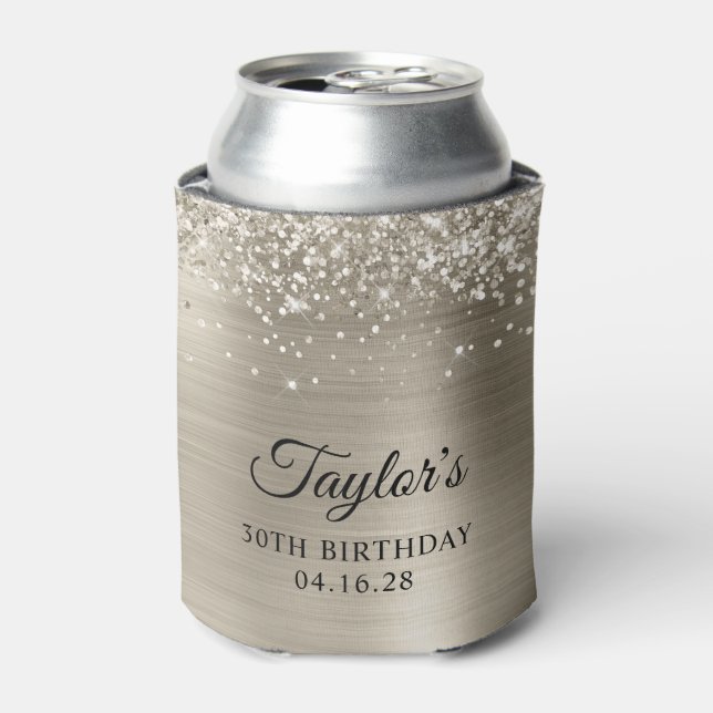 Rafraîchisseur Pour Canette Glittery Platinum Foil 30e anniversaire (Can devant)