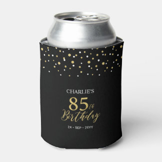 Rafraîchisseur Pour Canette Gold & Black Confetti 85th Birthday Party Favor