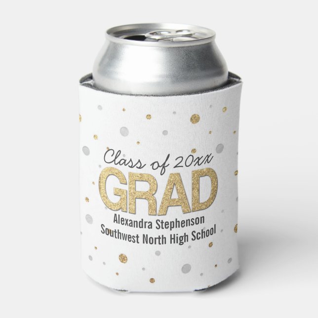 Rafraîchisseur Pour Canette Gold Foil Parties scintillant Confetti Graduation  (Can devant)