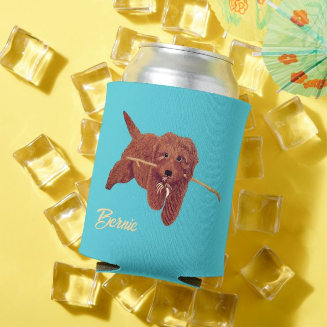 Rafraîchisseur Pour Canette Golden Doodle Turquoise (Été in situ)