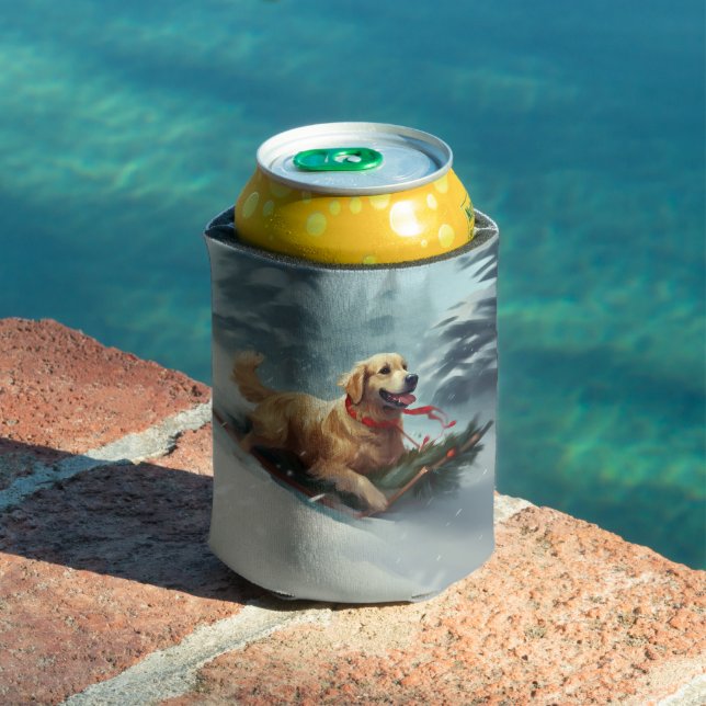 Rafraîchisseur Pour Canette Golden Retriers Noël neige hiver (Piscine in situ)