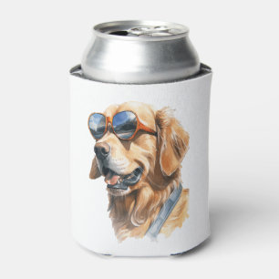 Rafraîchisseur Pour Canette Golden Retriever avec lunettes de soleil