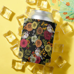 Rafraîchisseur Pour Canette Goldfinches dans le jardin sur noir