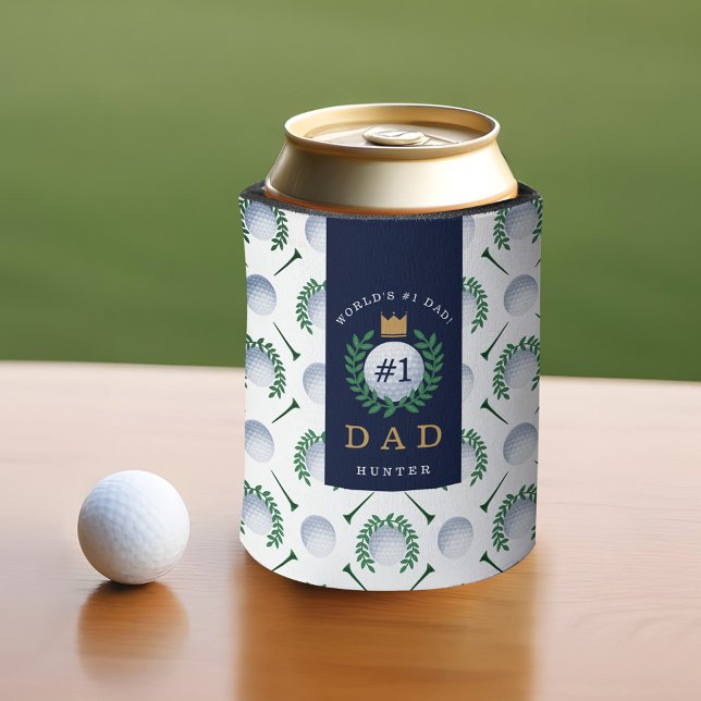 Rafraîchisseur Pour Canette Golf Ball, Tee, Laurel Wreath Motif & Monogramme (Golf Ball, Tee, Laurel Wreath Pattern & Monogram Can Cooler)