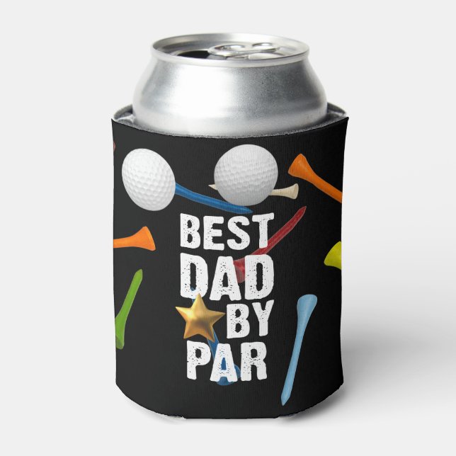 Rafraîchisseur Pour Canette Golf Best DAD par Par ball et tee drôle noir (Can devant)
