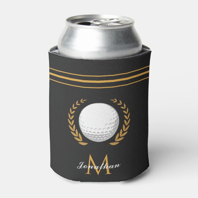 Rafraîchisseur Pour Canette Golf Player Personnalisé Nom & Monogramme Élégant  (Can devant)