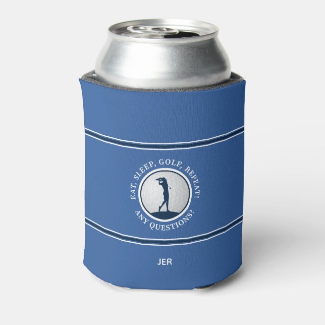 Rafraîchisseur Pour Canette Golfeuse Moderne Monogramme Personnalisé Bleu (Can Dos)