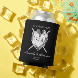 Rafraîchisseur Pour Canette Gothique Squelette Crâne Coeur Noir Mariage