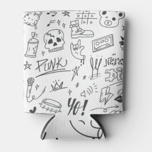 Rafraîchisseur Pour Canette Graffiti Doodles : Punk Music Scribble