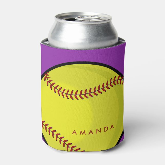 Rafraîchisseur Pour Canette Grand Bold Softball Nom personnalisé Purple (Can devant)