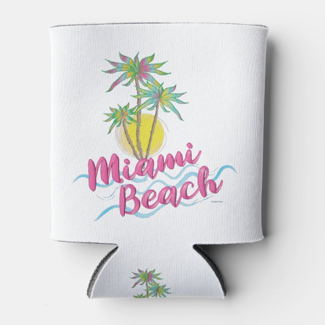 Rafraîchisseur Pour Canette Graphique Rose Cool Miami Beach Floride (Devant)