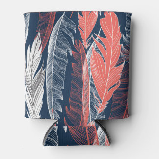 Rafraîchisseur Pour Canette Graphiques En Plumes, Beau Motif sans couture.