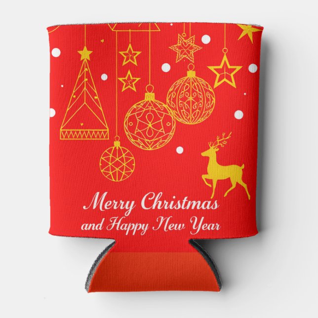 Rafraîchisseur Pour Canette Graphisme de Noël festif avec ornements (Devant)
