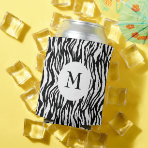 Rafraîchisseur Pour Canette Gras noir blanc Zèbre Imprimer Motif Cool Monogram
