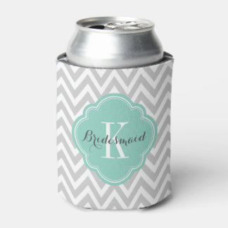 Rafraîchisseur Pour Canette Gray et Aqua Chevron Monogram