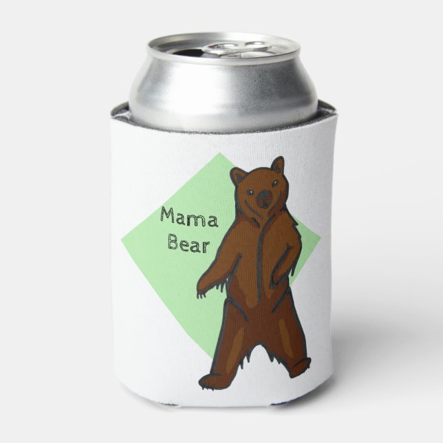 Rafraîchisseur Pour Canette Green Cute Woodland Animal Mama Bear (Can devant)