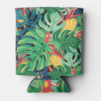 Rafraîchisseur Pour Canette Grenouilles Monstera feuilles Motif foncé